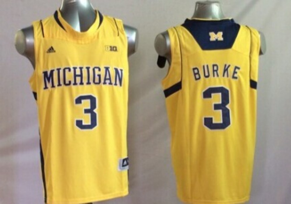 Men's Michigan Wolverines Trey Burke #3 Yellow Team Basketball Jersey